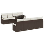 Garten-Sofa-Set mit Kissen 7 pcs Braun und Creme Poly-Rattan