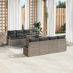 Garten-Sofa-Set mit Kissen 7 pcs Grau Poly-Rattan