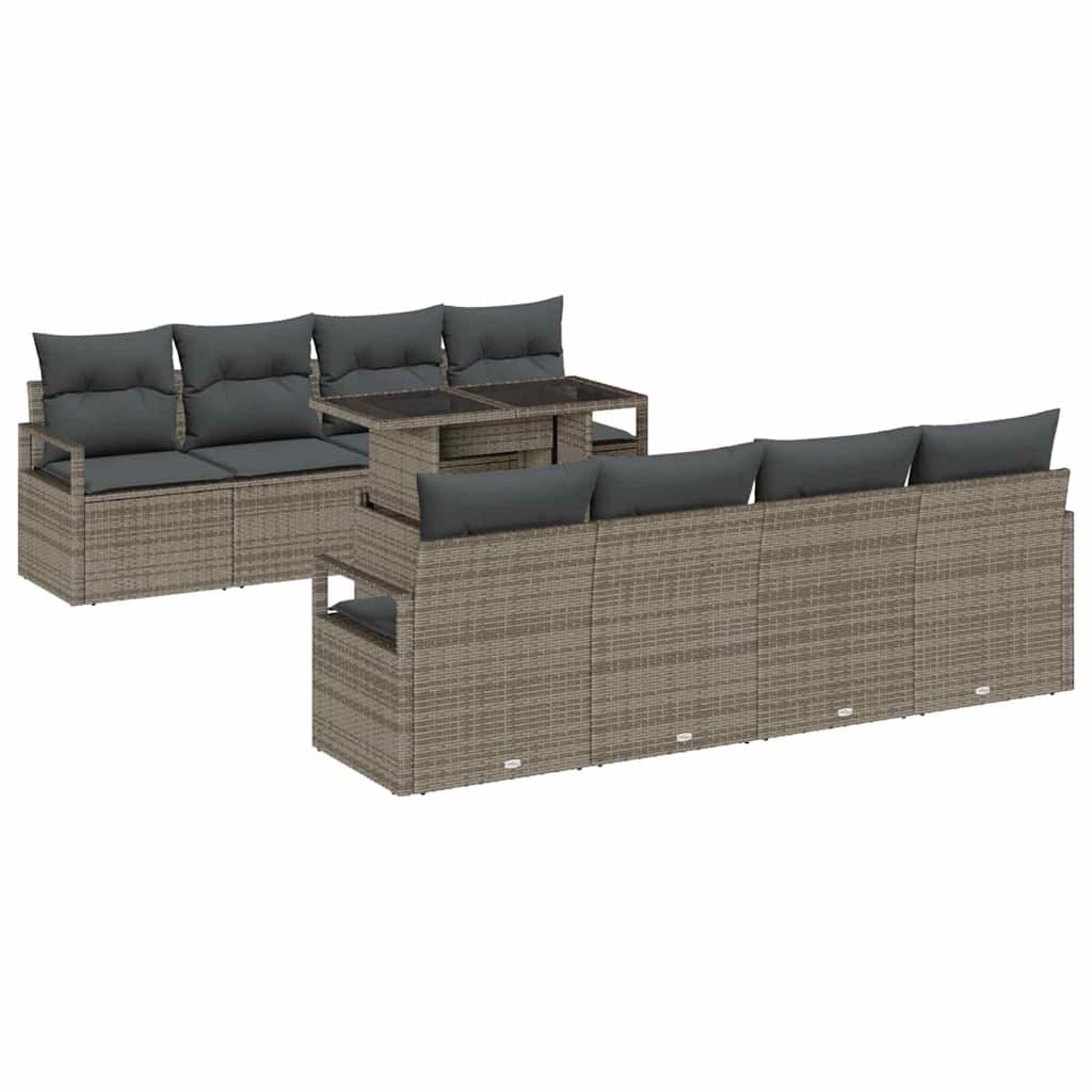Garten-Sofa-Set mit Kissen 7 pcs Grau Poly-Rattan