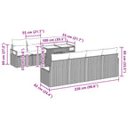 Gartensofa-set mit Speicher 9 pcs Braun und Rot Poly-Rattan