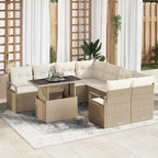 Garten-Sofa-Set mit Kissen 9 pcs Beige und Creme Poly-Rattan