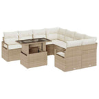 Garten-Sofa-Set mit Kissen 9 pcs Beige und Creme Poly-Rattan