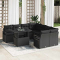 Garten-Sofa-Set mit Kissen 9 pcs Schwarz Poly-Rattan