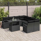 Garten-Sofa-Set mit Kissen 9 pcs Schwarz Poly-Rattan