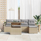 Garten-Sofa-Set mit Kissen 6 pcs Beige und Hellgrau Poly-Rattan