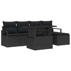 Garten-Sofa-Set mit Kissen 6 pcs Schwarz Poly-Rattan