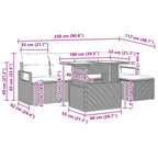 Gartensofa-set mit Speicher 6 pcs Braun und Rot Poly-Rattan