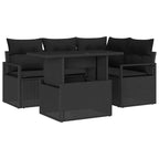 Garten-Sofa-Set mit Kissen 5 pcs Schwarz Poly-Rattan