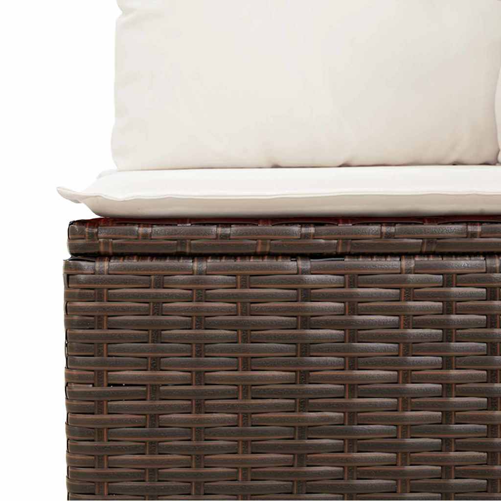 Garten-Sofa-Set mit Kissen 6 pcs Braun und Creme Poly-Rattan