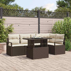 Garten-Sofa-Set mit Kissen 6 pcs Braun und Creme Poly-Rattan