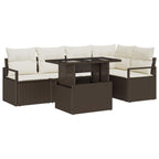 Garten-Sofa-Set mit Kissen 6 pcs Braun und Creme Poly-Rattan