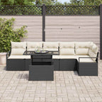 Garten-Sofa-Set mit Kissen 7 pcs Schwarz Poly Rattan
