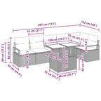 Garten-Sofa-Set mit Kissen 7 pcs Schwarz Poly Rattan