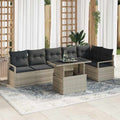 Gartensofa-set mit Speicher 7 pcs Hellgrau Poly-Rattan