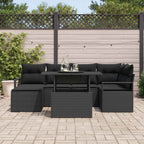 Garten-Sofa-Set mit Kissen 7 pcs Schwarz