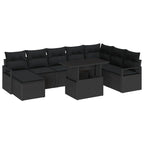Garten-Sofa-Set mit Kissen 9 pcs Schwarz