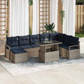 Garten-Sofa-Set mit Kissen 9 pcs Grau und Marineblau