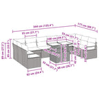 Garten-Sofa-Set 11 pcs Grau und Marineblau Poly-Rattan
