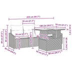 Garten-Sofa-Set mit Kissen 5 pcs Schwarz Poly-Rattan