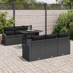 Gartensofa-set mit Speicher 7 pcs Schwarz Poly-Rattan