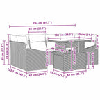 Gartensofa-set mit Speicher mit Kissen 7 pcs Grau Poly-Rattan