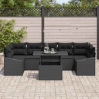 Garten-Sofa-Set mit Kissen 8 pcs Schwarz Poly-Rattan