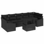 Garten-Sofa-Set mit Kissen 8 pcs Schwarz Poly-Rattan