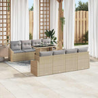 Gartensofa-set mit Kissen 7 pcs Beige und Hellgrau Poly-Rattan