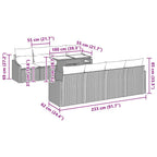Gartensofa-set mit Kissen 7 pcs Beige und Hellgrau Poly-Rattan