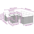 Gartensofa-set mit Kissen 9 pcs Beige und Creme Poly-Rattan