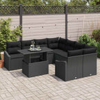 Gartensofa-set mit Kissen 9 pcs Schwarz Poly-Rattan