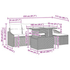 Gartensofa-set mit Kissen 6 pcs Beige und Hellgrau Poly-Rattan