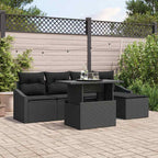 Garten-Sofa-Set mit Kissen 6 pcs Schwarz