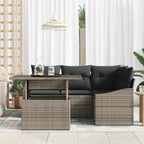 Gartensofa-set mit Kissen mit Speicher 5 pcs Grau Poly-Rattan