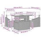 Gartensofa-set mit Kissen mit Speicher 5 pcs Grau Poly-Rattan