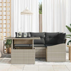 Gartensofa-set mit Kissen 5 pcs Hellgrau Poly-Rattan