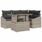 Gartensofa-set mit Kissen 5 pcs Hellgrau Poly-Rattan