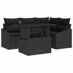 Gartensofa-set mit Kissen 5 pcs Schwarz Poly-Rattan