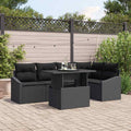 Gartensofa-set mit Kissen 6 pcs Schwarz Poly-Rattan