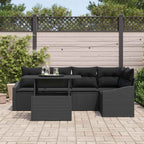 Gartensofa-set mit Kissen 6 pcs Schwarz Poly-Rattan