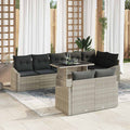 Gartensofa-set mit Kissen 9 pcs Hellgrau Poly-Rattan