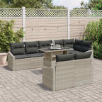 Gartensofa-set mit Kissen 9 pcs Hellgrau Poly-Rattan