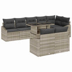 Gartensofa-set mit Kissen 9 pcs Hellgrau Poly-Rattan