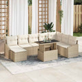 Sofa Set mit Kissen 9 pcs Beige und Creme Poly-Rattan