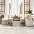 Sofa Set mit Kissen 9 pcs Beige und Creme Poly-Rattan