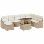Sofa Set mit Kissen 9 pcs Beige und Creme Poly-Rattan