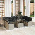 Sofa Set mit Kissen 10 pcs Hellgrau Poly-Rattan