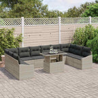 Sofa Set mit Kissen 11 pcs Hellgrau Poly-Rattan