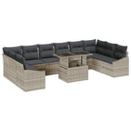 Sofa Set mit Kissen 11 pcs Hellgrau Poly-Rattan