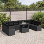 Sofa Set mit Kissen 11 pcs Schwarz Poly-Rattan